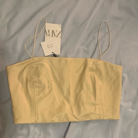 Zara Crop Leather Top - Picture 1 of 2